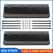 Center Bolt Valve Covers Black Aluminum For Chevy 305 350 Small Block V8 V8