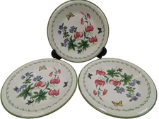 Studio Nova Garden Bloom Stoneware 3 Salad Plates 8" Diameter Floral Botanical