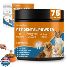 BoxZone Dog Teeth Cleaning Powder - Plaque and Tartar Control, Br