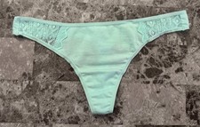 NWT VICTORIA'S SECRET PINK LARGE AQUA GEO LACE RARE THONG PANTIES RUNS SMALL 