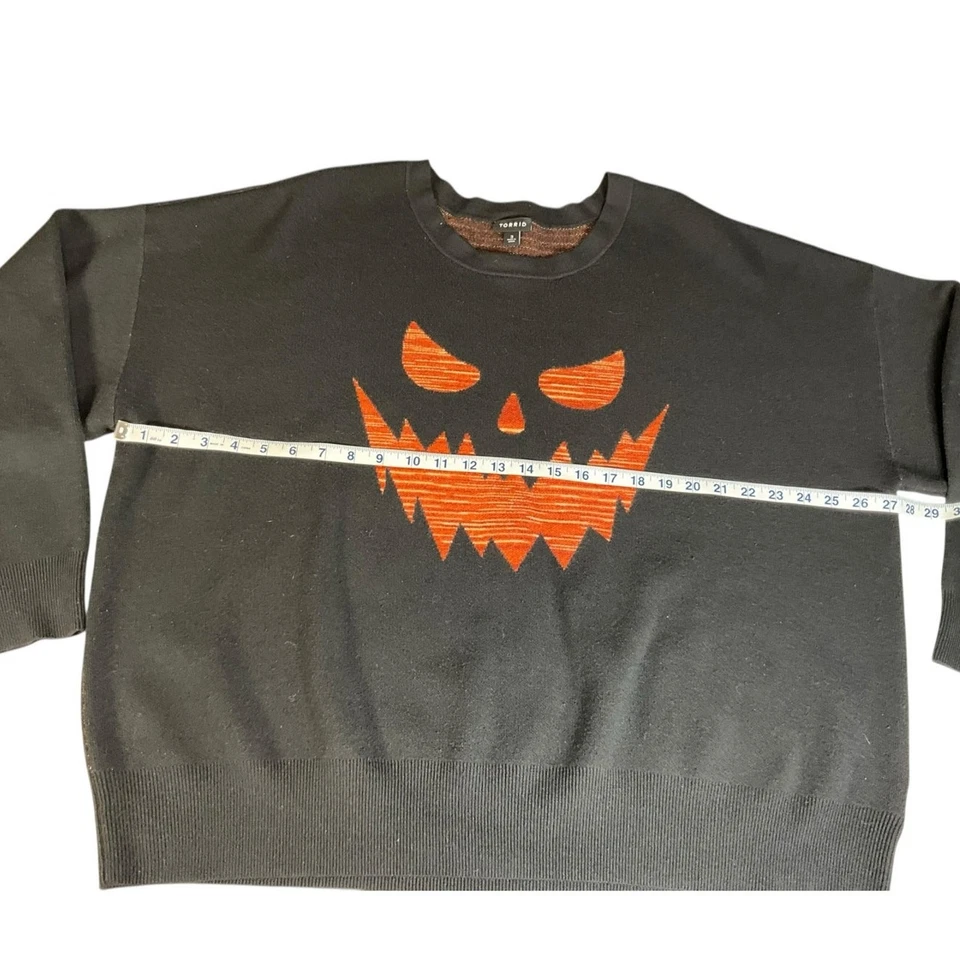 Torrid Gr. 3 schwarz orange Kürbisgesicht Pullover Übergröße Halloween Pullover - Bild 4 von 4
