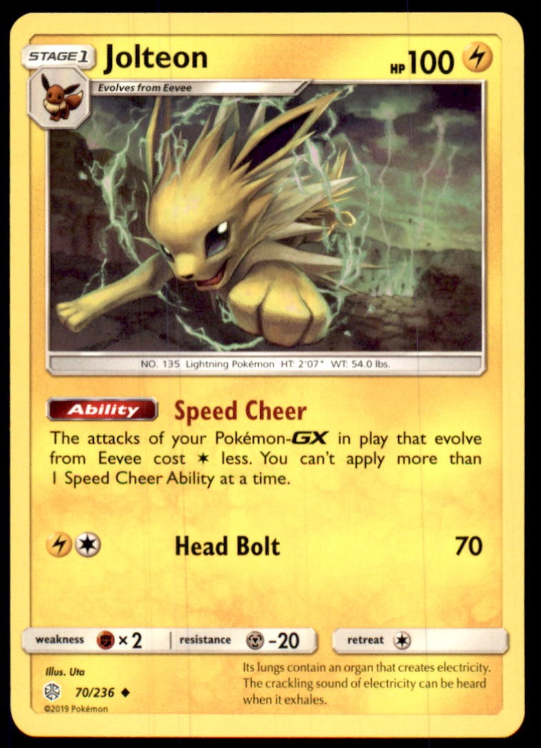 Jolteon 70/236 Uncommon Cosmic Eclipse Pokemon Near Mint