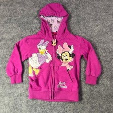 Disney Junior Girls 5 Minnie  Daisy Full Zip Hoodie Pink Fleece Cute Graphic