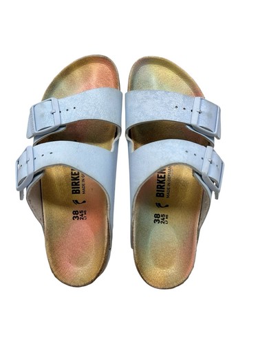 Birkenstock Arizona Vegan Sky Blue Ombré Rainbow Sandalen Pantoletten Damen 7 N 38