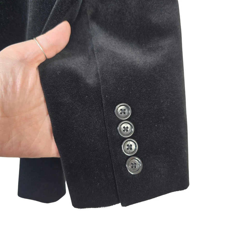 Chaqueta Blazer J.Crew Ludlow Terciopelo Negro Para Hombre Talla M Sencillo Pecho Formal Foto 3 de 4