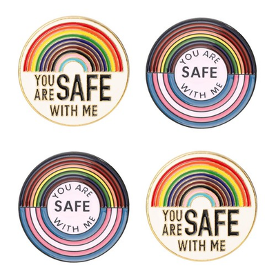 #ad 4pcs You Are Safe With Me Pin Pride Pins Rainbow Enamel Pin Gay Pride Pins L... $9.87