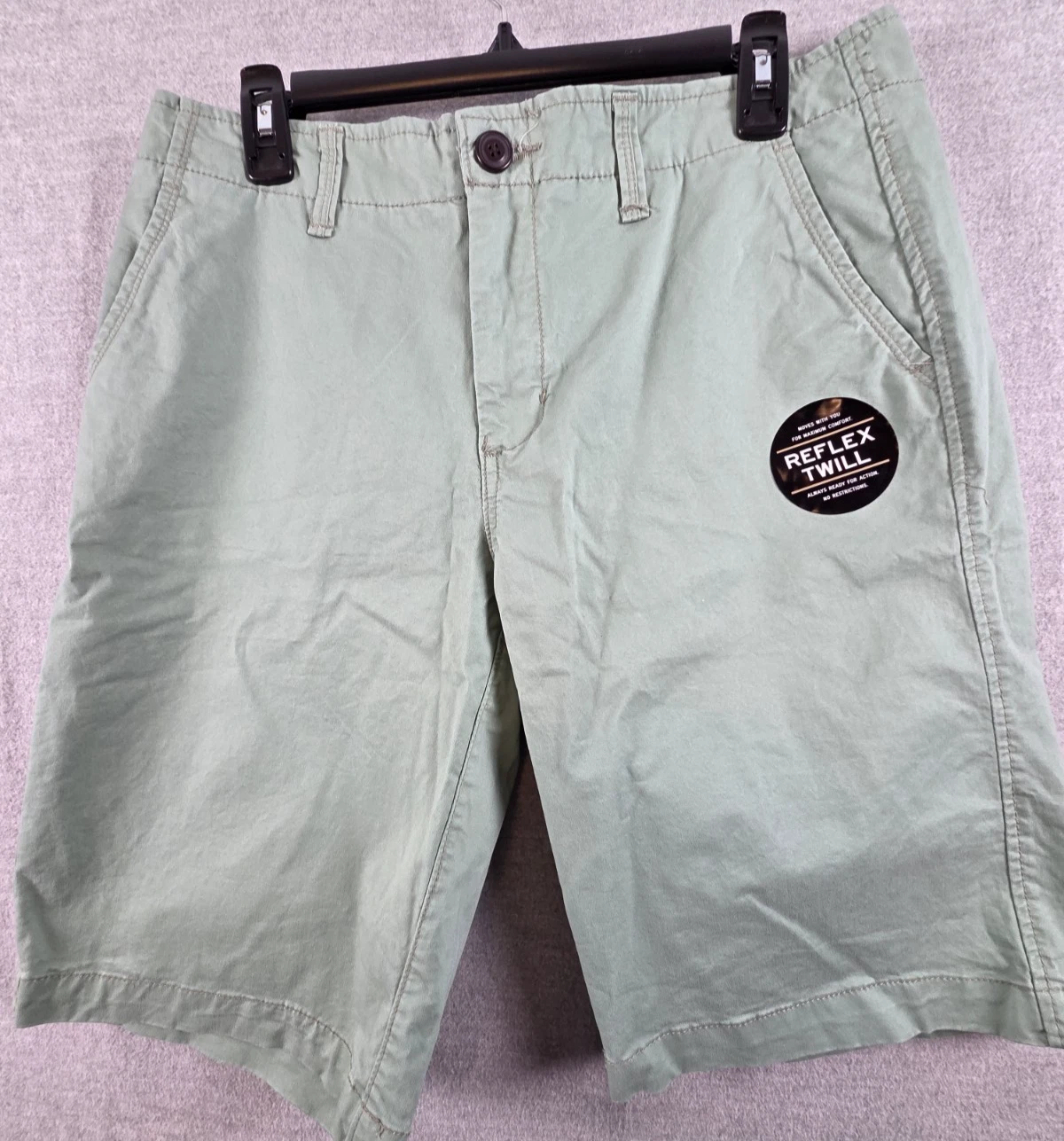 Aeropostale Reflex Twill Chino Shorts Size 31 Green Action Comfort Stretch NEW
