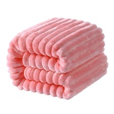 Flannel Fuzzy Toddler Blanket - Lightweight Reversible Stripes Design Warm Baby