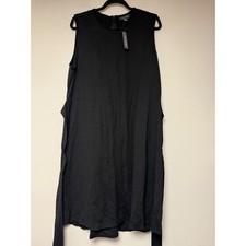 The Limited Midi Dress Women XL Black NEW Sleeveless Side Tie Stretch Round Neck