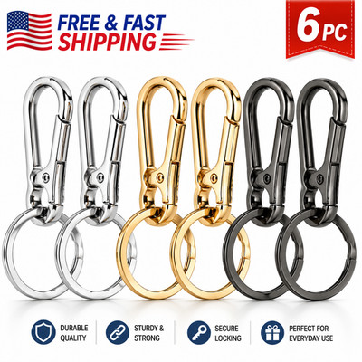 6 Pcs Carabiner Clip Keychain Metal Carabiner Shape Key Ring Keyring Key Holder