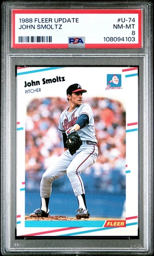 1988 FLEER UPDATE #U-74 JOHN SMOLTZ ROOKIE RC PSA 8