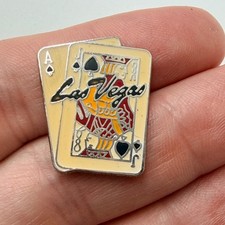 Las Vegas Blackjack Playing Cards Casino Lapel Pin Souvenir Ace Jack Vintage