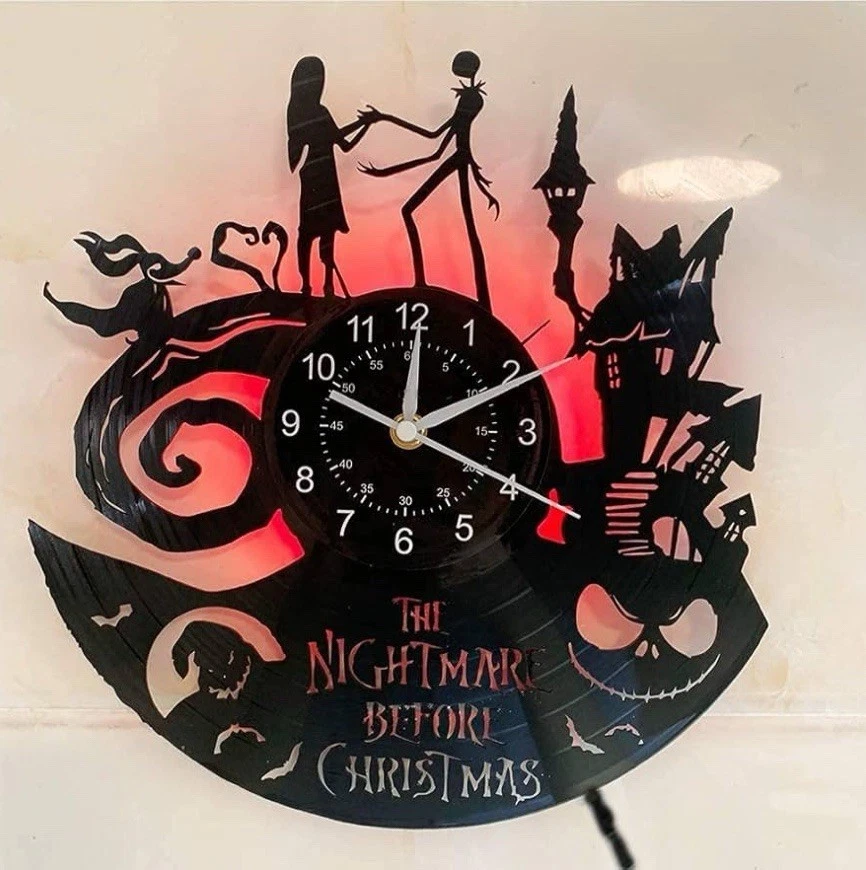 Reloj de pared disco vinilo pesadilla Navidad 12 pulgadas decoración del hogar regalos para niños Foto 2 de 4