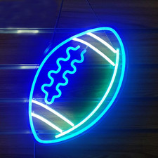 Blue Neon Signs Football Shape Neon Lights for Wall Decor Led Light up Sign for 