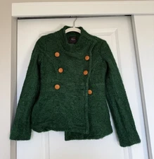 SMYTHE Moss Green Tweed Virgin Wool Mohair Jacket Size 4