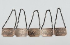 Set Of 5 Copper Metal Alcohol Bottle Tags - W...