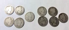 ESTATE FIND LOT OF 10 BARBER SILVER QUARTERS 1901, 1903,1907