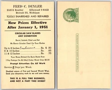 Fred C Denler Tools Sharpened Detroit MI Postcard