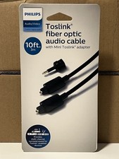 Philips 10ft Toslink Digital Fiber Optic Audio Cable with Mini Adapter - Black