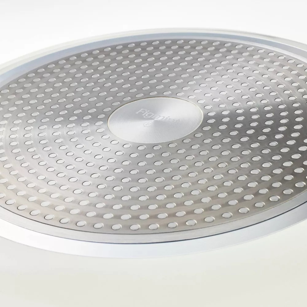 12" Nonstick Ceramic Coated Aluminum Frypan with Cover Cream - Figmint