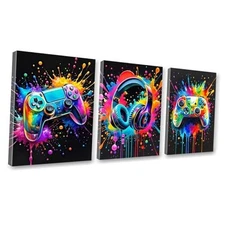 3Pcs Gaming Room Wall Decor Game Canvas Wall Art Framed 12x16 Inch 3 Pack