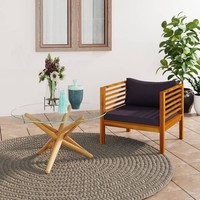 Gartenstuhl Mit Dunkelgrauen Kissen Massivholz Akazie
