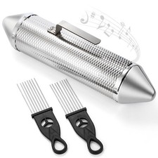 SOUJOY 15'' x 3'' Guiro Instrument, Stainless Steel Shaker with Silver