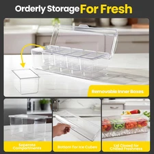 Ice Chilled Condiment Caddy with Lid 5 Removable Compartments Utensils Included