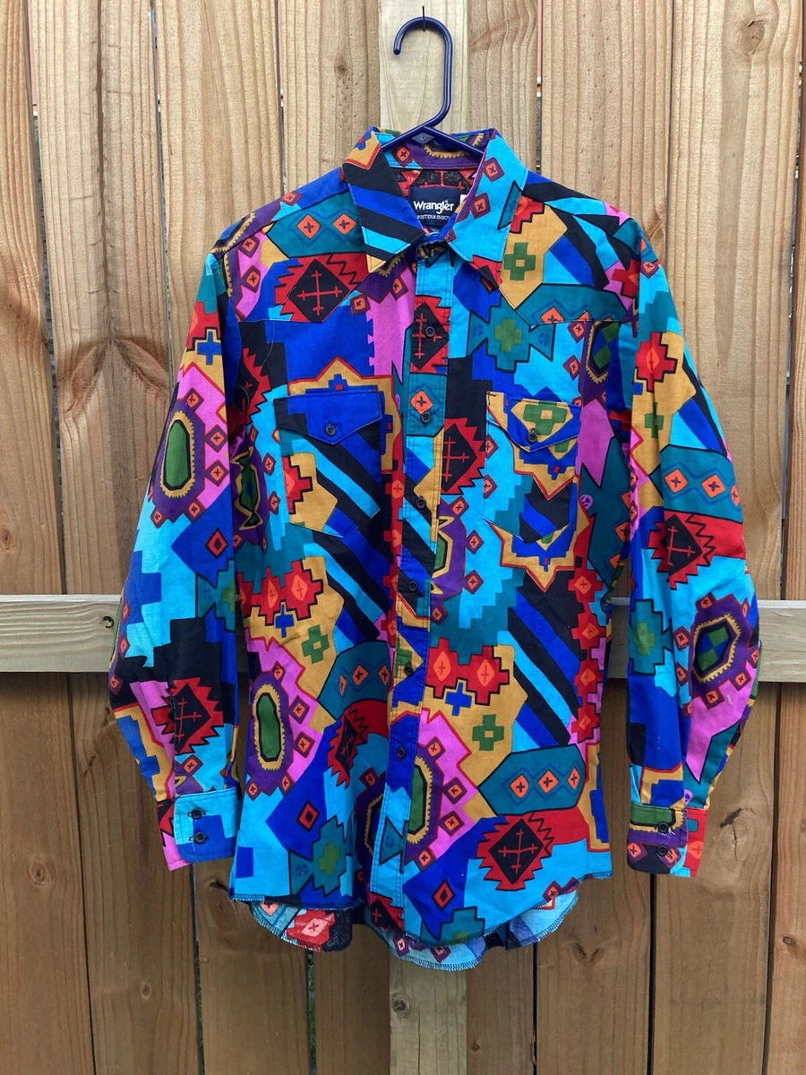 Vintage 90s Wrangler Southwestern Button Down Shirt 46 OFF