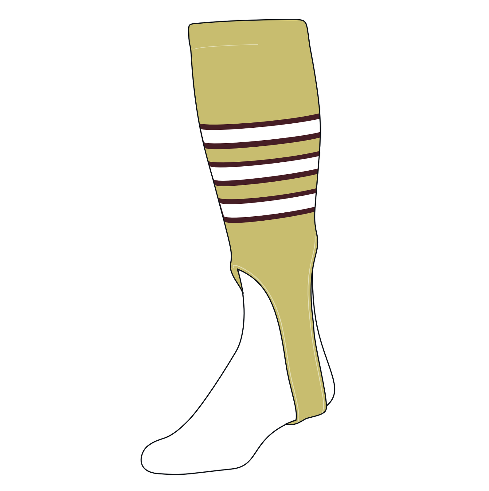 Bas De Baseball TCK Taille 17 Pouces - Rayures Or, Graphite, Rouge