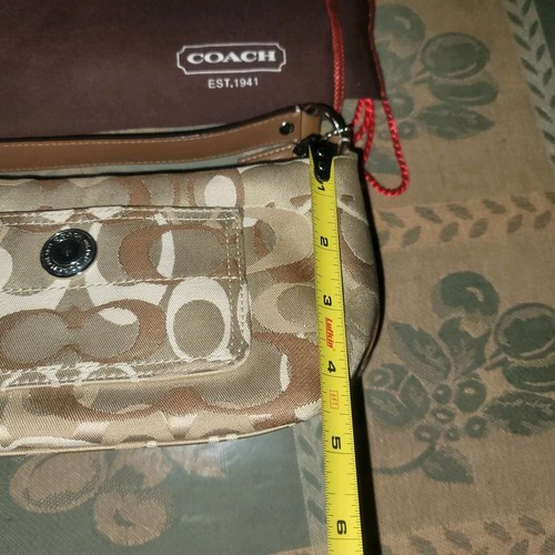 COACH Signature Canva & Leather Monogram C Mini Handbag Purse Beige & Dust bag - Picture 15 of 17