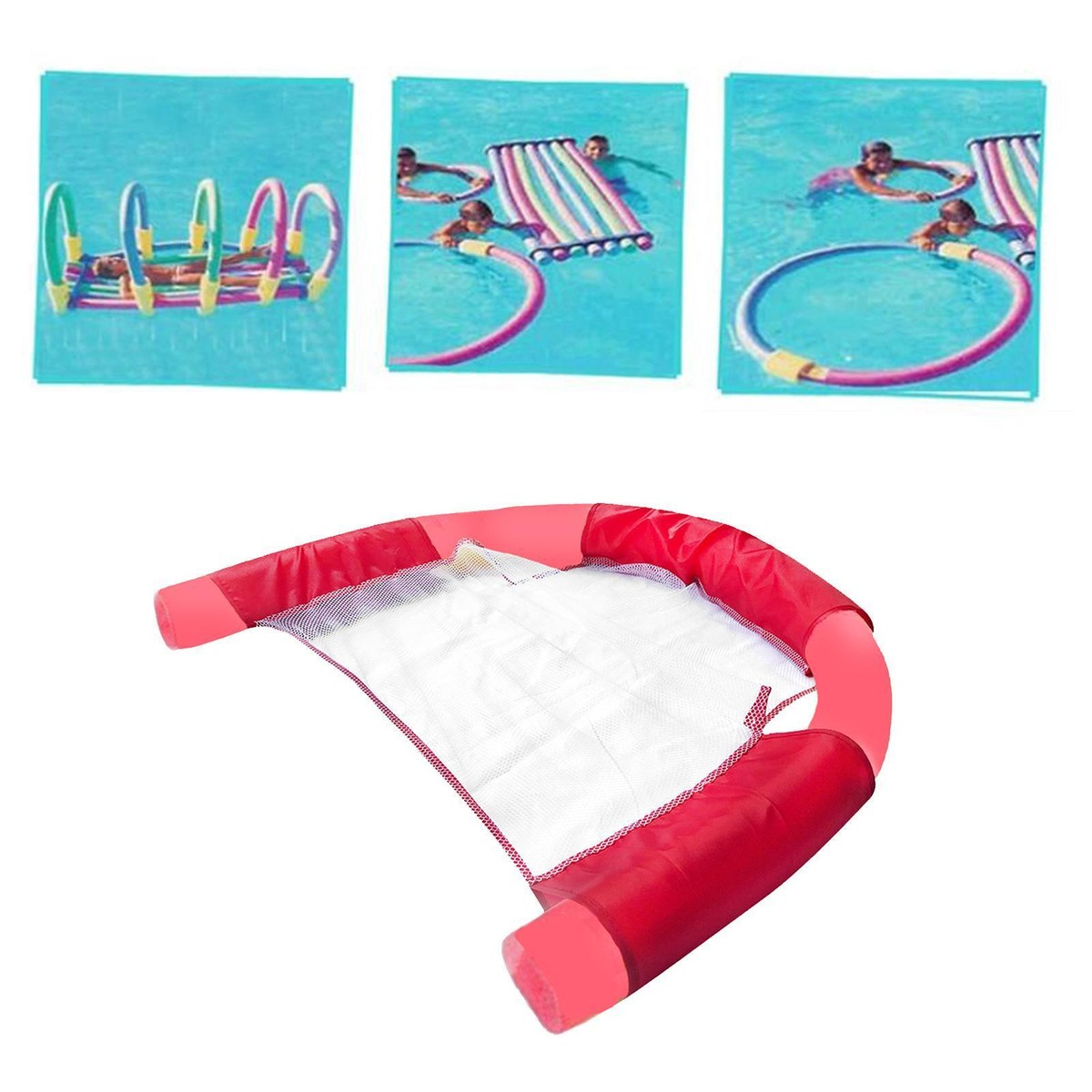 Portable Foam Floating Chair Mesh Seat Water Bed Lounge Pool Seats