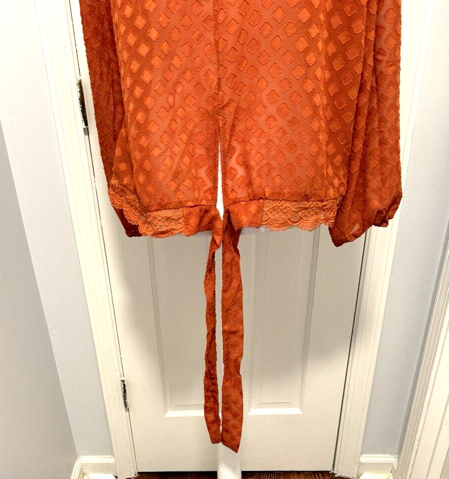Haute Fox Sheer Rust Diamond Shape Pattern Long S… - image 6