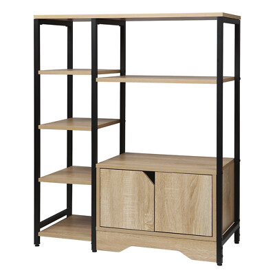 EUGAD Standregal Küchenregal Lagerregal 6 Fächer Bücherregal Metall mit Tür