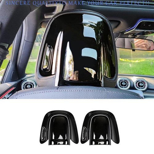 Cubierta de protección de reposacabezas de asiento negra brillante para Benz EQE EQS 2022-2024 2 piezas - Imagen 1 de 16