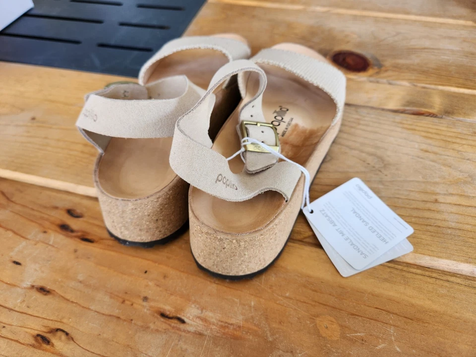 Papillio Womens Glenda Sandcastle Leather Platform Sandals 38 Narrow - Image 4 of 4