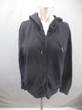 ZELLA Size M Womens Black Full Zip Drawstring Pocket Hood Athletic Jacket 855