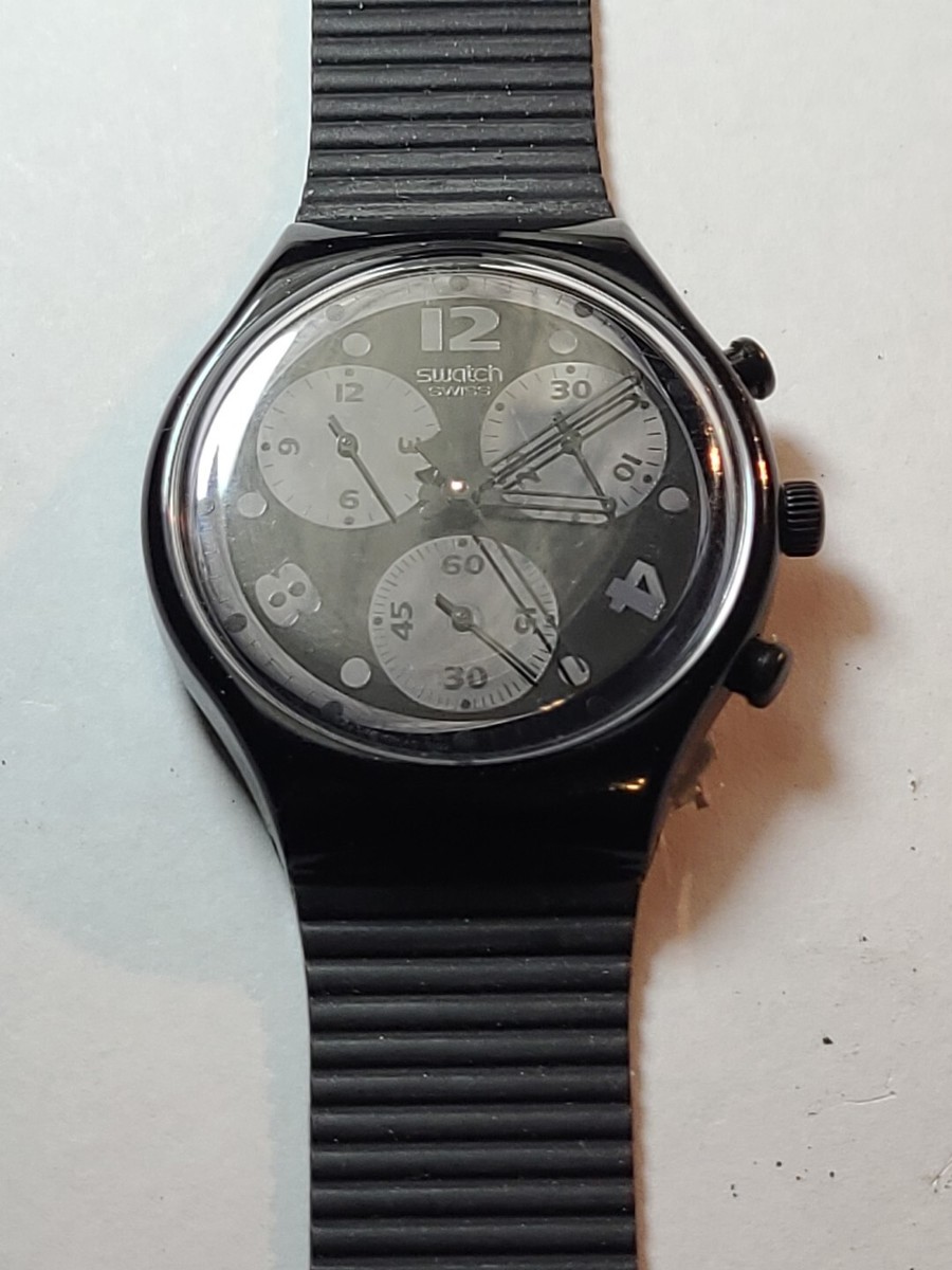 Swatch Black Out Chronograph Wristwatch, 22 Jewels, 1992 Swatch Black Out Chronograph Wristwatch, 22 Jewels, 1992
