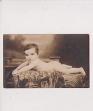 Postcard RPPC Real Photo Baby Posing On Blanket ca 1926-1940s