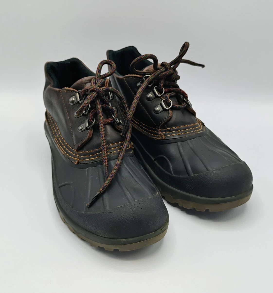 Vintage LL Bean Duck Booties Shoe Leather Waterproof Hiking Trail Camping Size 6