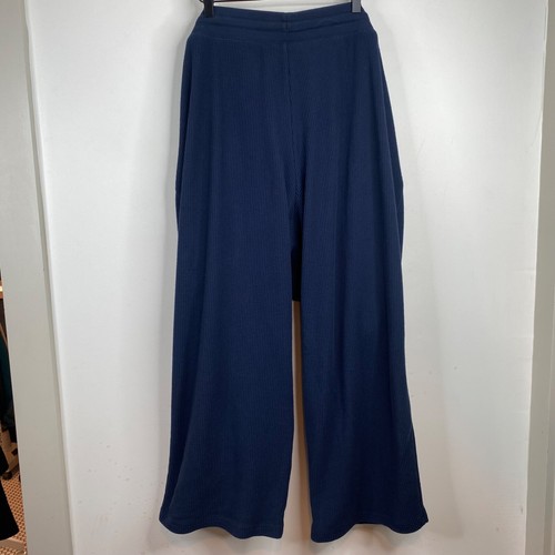 LL Bean Soft Waffle Sleep Pants Womens 3X Navy Thermal Pajama Pull On Wide Leg - Picture 4 of 10