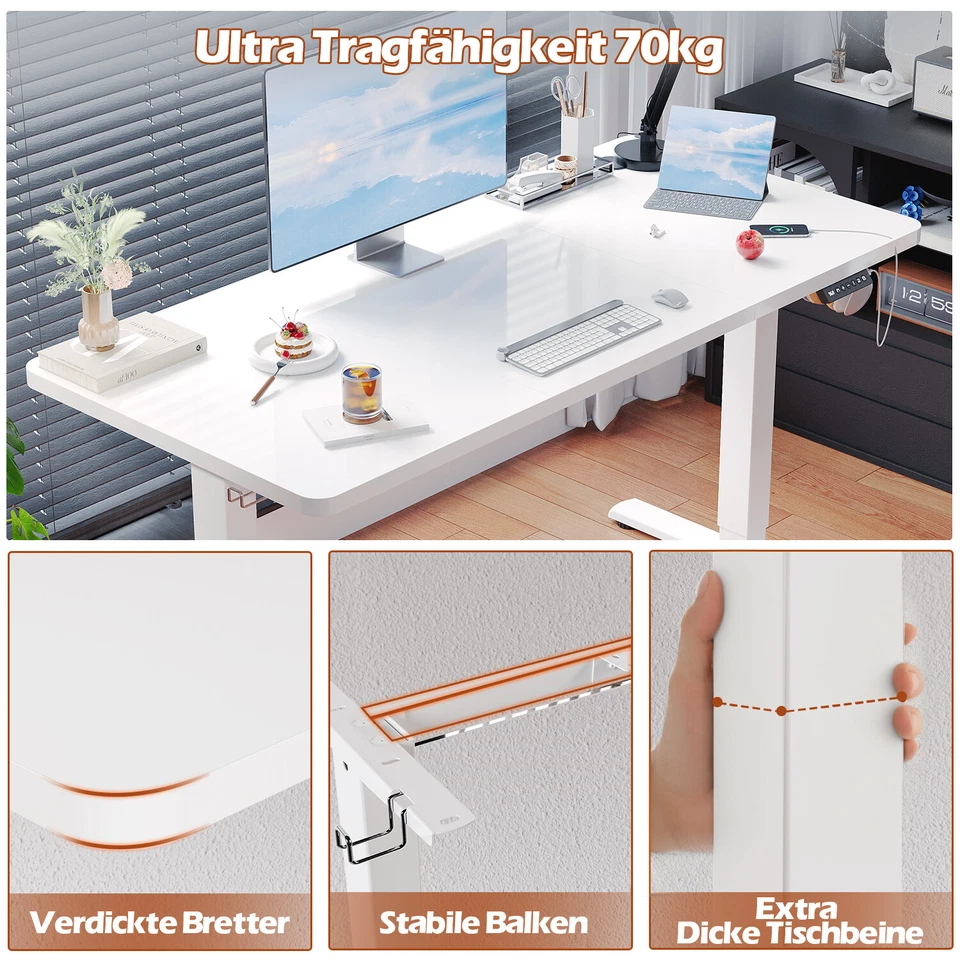 Gunji Höhenverstellbarer Schreibtisch Elektrischer mit Tischplatte mit Memory - Bild 3 von 4