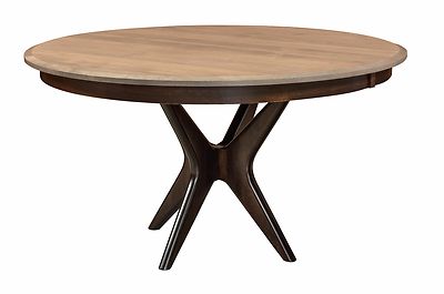 Amish Mid-Century Modern Round Dining Table Newton Solid Wood Furniture