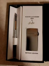 Vintage Scripto Write &Light Set  Butane Lighter Ballpoint Pen  Never Used