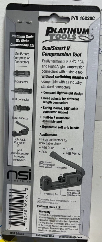 Platinum Tools SealSmart II Compression Crimp Tool P/N 16220C - Image 2 of 3