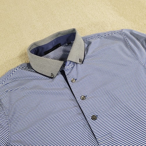 Greyson Polo Shirt Mens Small White Blue Short Sleeve Performance Stretch Golf - Picture 2 of 9