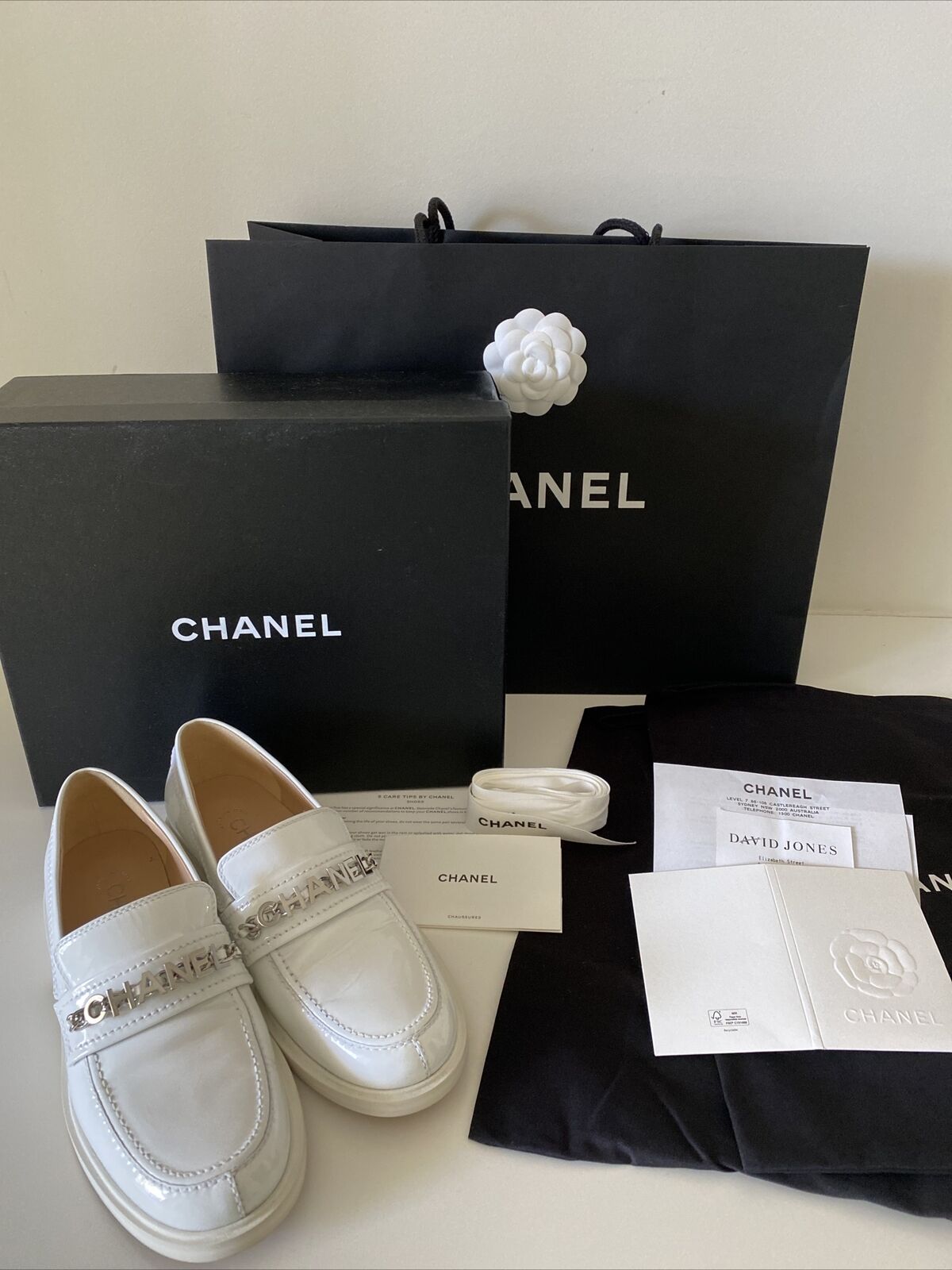 Chanel Loafers Size 38 White NEW