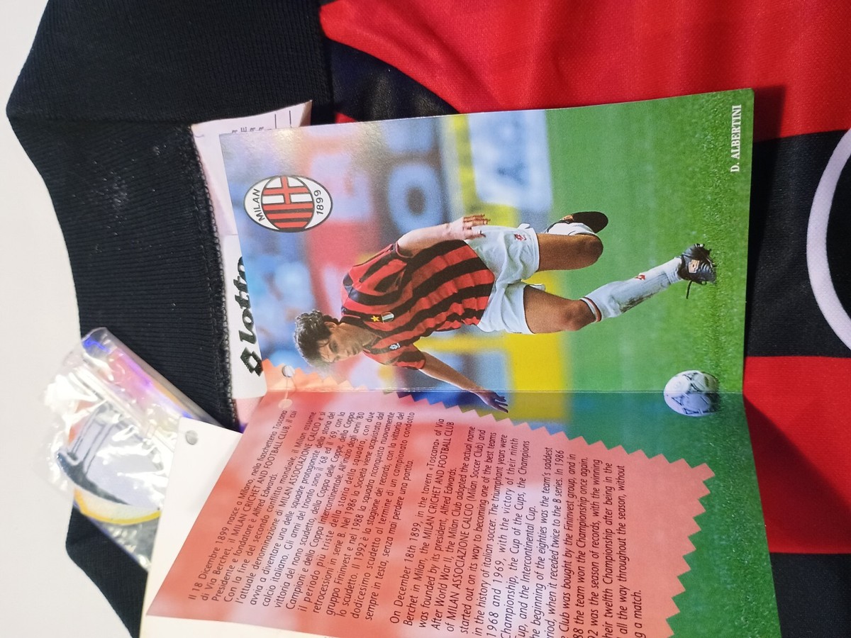【サッカー】1994-1995 ACミラン ユニフォーム 【lotto】 AC MILAN 1994/1995 HOME FOOTBALL SHIRT JERSEY LOTTO SIZE XL
