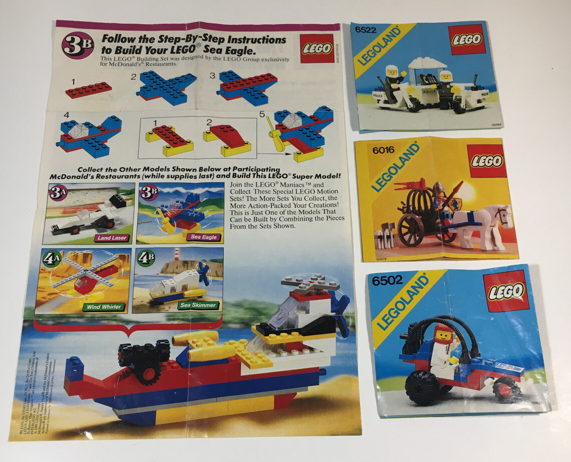 Lot Of 4 Vtg Lego Instructions Legoland 6502 6522 6016 Sea Eagle