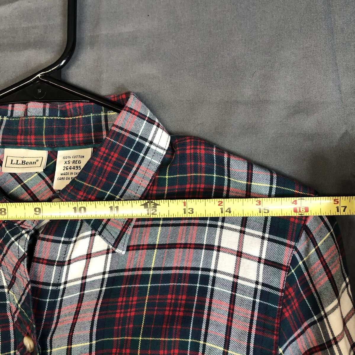 Vintage LL Bean Mens XS Red/White Plaid Long Sleeve Button Up